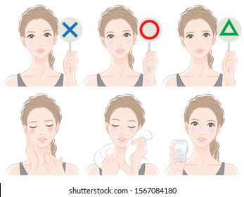 Illustration of a woman who takes measures against heat stroke