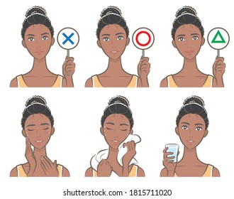 Illustration of a woman who takes measures against heat stroke