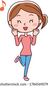 Illustration of a woman who is very happy to cut