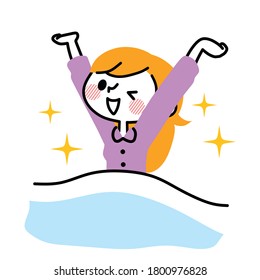 Illustration of a woman who wakes up comfortably.