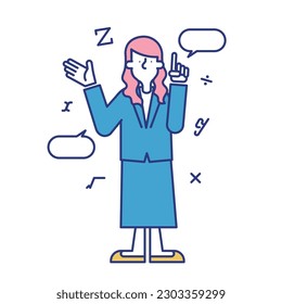 It is an illustration of a woman who works as an actuary.