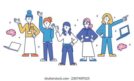 It is an illustration of a woman who works as an AI engineer.