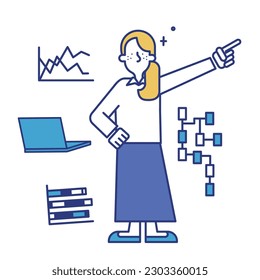 It is an illustration of a woman who works as a data scientist.