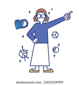 It is an illustration of a woman who works as an optical designer.