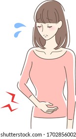 Illustration of a woman who is worried about stomach