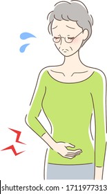 Illustration of a woman who is worried about stomach