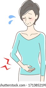 Illustration of a woman who is worried about stomach