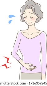 Illustration of a woman who is worried about stomach