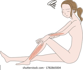 Illustration Of A Woman Who Is Worried About Her Skin Scars From Razor Burn