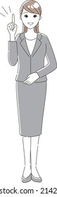 Illustration of a woman (whole body) in a suit posing with a finger