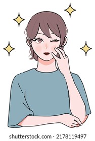 Illustration of a woman winking