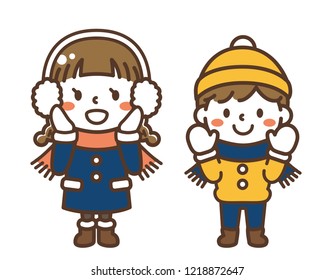 Illustration of a woman in winter clothes