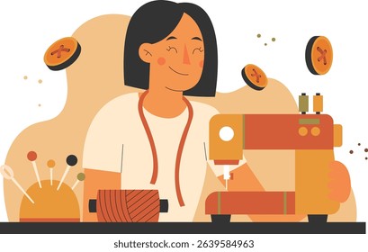 illustration of a woman working in a clothing boutique