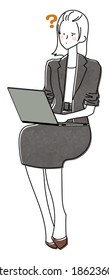 Illustration of a woman working with a computer on her lap