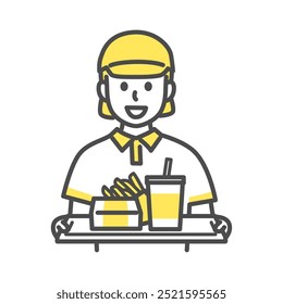illustration of woman working at fast food restaurant