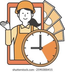 Illustration of a woman working in her spare time