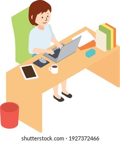 Illustration of a woman working from home