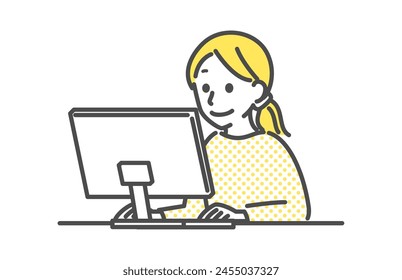 illustration of woman working with laptop