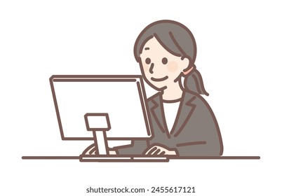 illustration of woman working with laptop