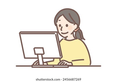 illustration of woman working with laptop