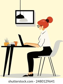 Illustration of a woman working in the office