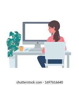 Illustration of a woman working on a personal computer