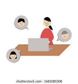 Illustration of woman working remotely.