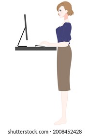 Illustration of a woman working at a standing desk