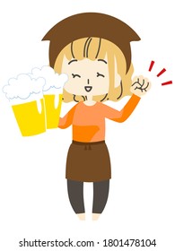 Illustration of a Woman Working in a Tavern Uniform