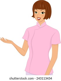 Illustration of a Woman Working as a Therapist at a Spa