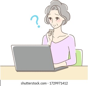 Illustration of a woman worried about operating a computer
