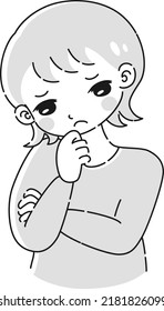 Illustration of a woman worried with her arms crossed