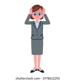 Illustration of a woman in a worried suit