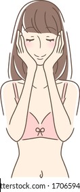 Illustration of a woman wrapping her cheeks with both hands