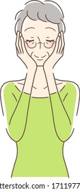 Illustration of a woman wrapping her cheeks with both hands