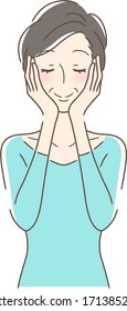 Illustration of a woman wrapping her cheeks with both hands