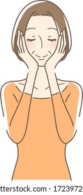 Illustration of a woman wrapping her cheeks with both hands