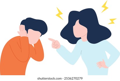 Illustration of a woman yelling at a man.