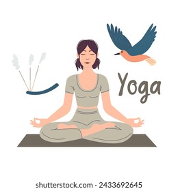 Illustration of a woman in a yoga meditation pose