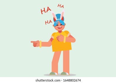 An illustration of a woman's evil laugh and wearing a bunny dress. A vector of Easter character, this illustration can use as a sticker also.