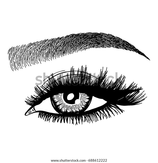 女性の目と眉のイラスト メイクアップ見て タトゥーのデザイン のベクター画像素材 ロイヤリティフリー