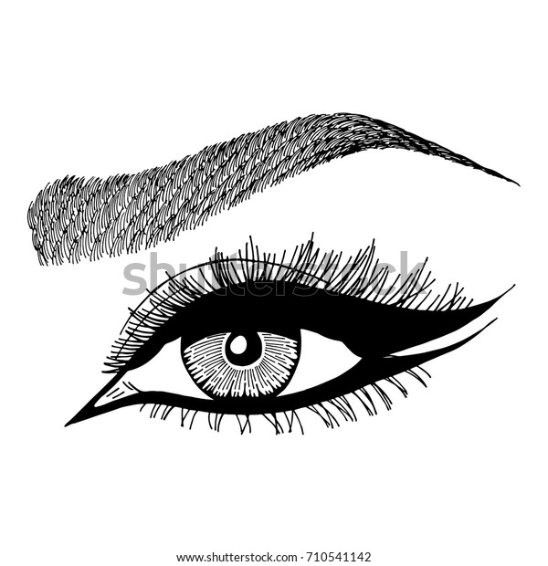 Illustration Womans Eye Eyebrow Makeup Look Stock Vector (Royalty Free ...