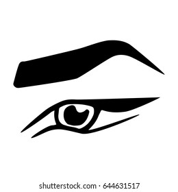 Illustration with woman's eye and eyebrows. Makeup Look. Tattoo design.