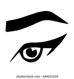 Illustration with woman's eye and eyebrows. Makeup Look. Tattoo design.