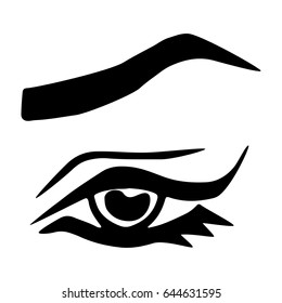 Illustration with woman's eye and eyebrows. Makeup Look. Tattoo design.