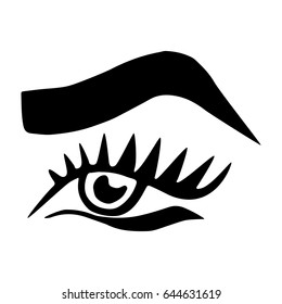 Illustration with woman's eye and eyebrows. Makeup Look. Tattoo design.