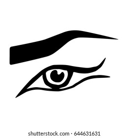 Illustration with woman's eye and eyebrows. Makeup Look. Tattoo design.
