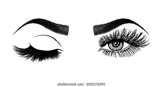 Illustration Womans Eye Wink Eyebrows Eyelashes Stock Vector Royalty Free 1026070399 6550