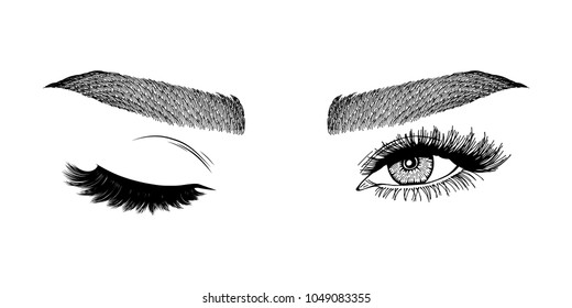 Illustration Womans Eyes Eyelashes Eyebrows Makeup Stock Vector Royalty Free 1050972020 2446