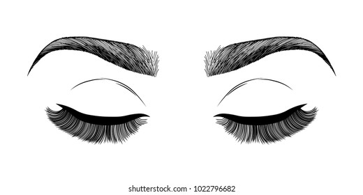 Illustration Womans Eyes Eyelashes Eyebrows Makeup Vetor Stock Livre De Direitos 1392451790 7328